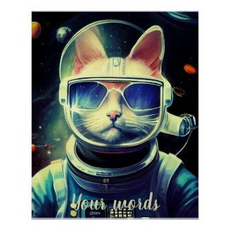 Póster Crea tu propio gato en el astronauta espacial