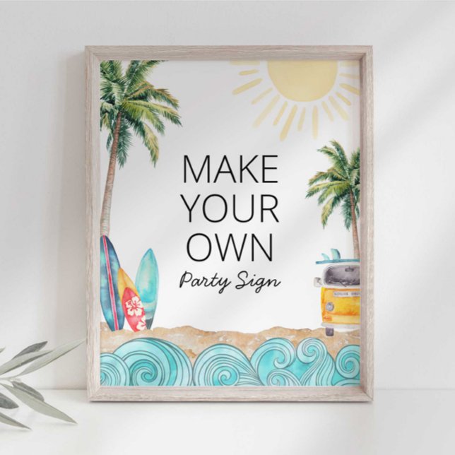Póster Crea tu propio letrero para una fiesta de surf (Subido por el creador)