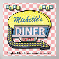 Crea tu propio Rótulo de Diner Personalizado Retro
