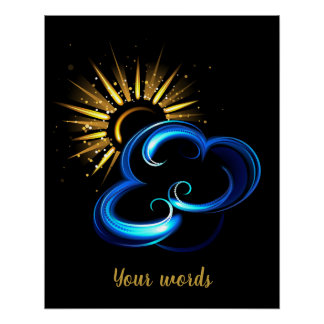 Póster Crea tu propio Sol Dorado y Nube Azul