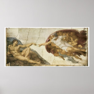 Póster Creación de Adam, 1510, Miguel Ángel