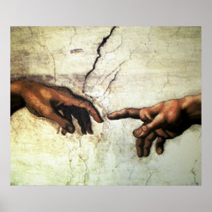Póster Creación de Adán - manos Miguel Ángel 1475 - 1564