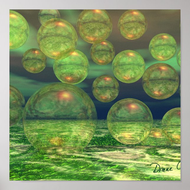 Póster Creación de primavera - Renovación verde y de oro (Frente)