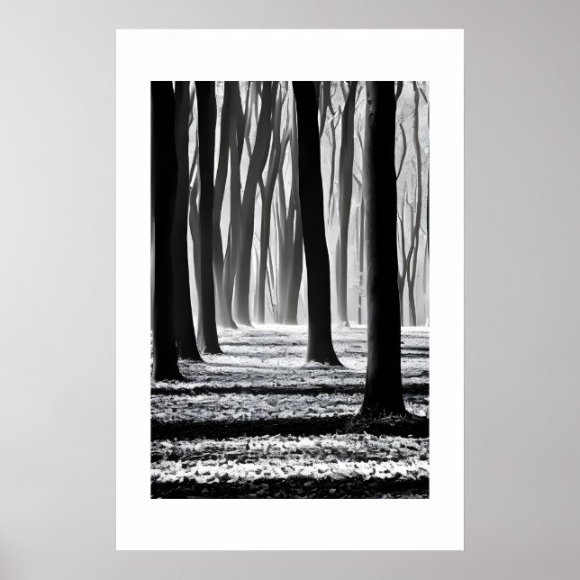 Póster Creaciones de motivos forestales en blanco y negro (Frente)