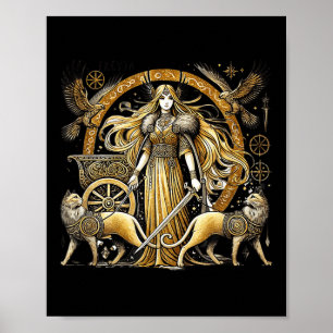 Póster Creaciones Nórdicas Míticas Freyja Diosa Nórdica D