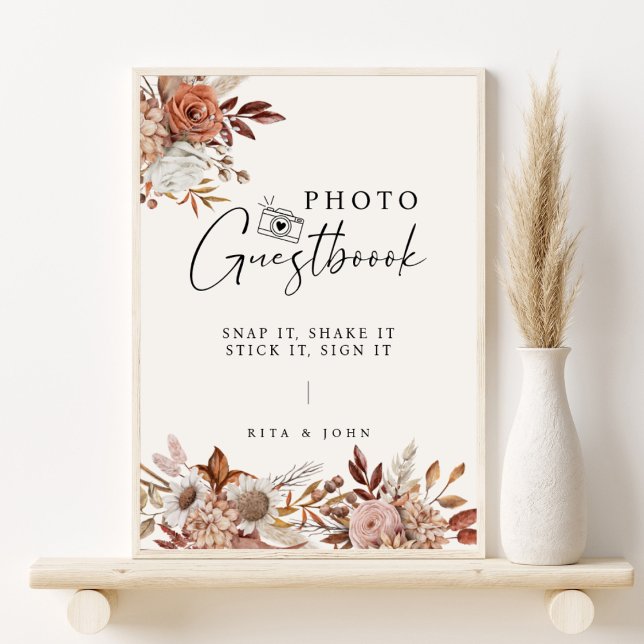 Póster Cream Boho Boda Floral Foto Rótulo del libro de vi (Subido por el creador)