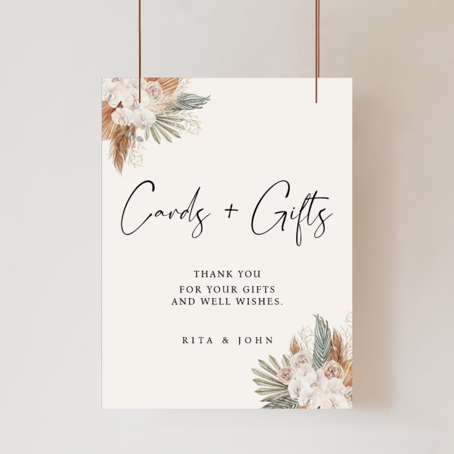 Póster Cream Boho Floral Cards and Gifts Boda Rótulo (Subido por el creador)