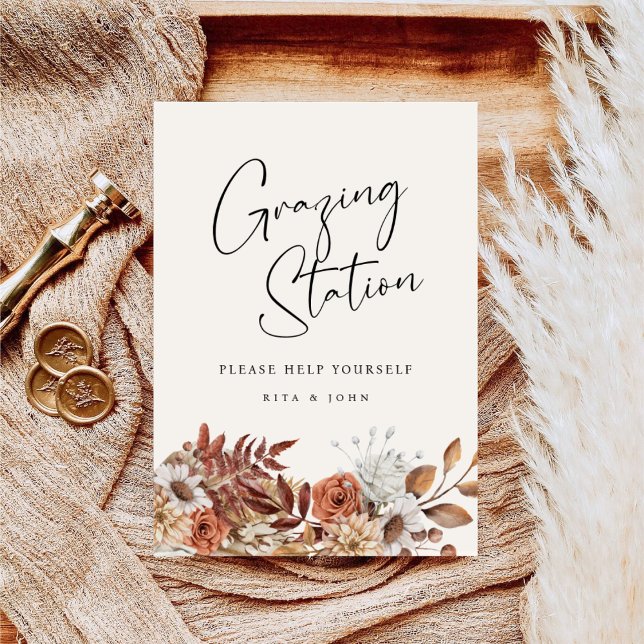 Póster Cream Boho Grazing Station Mesa Boda Rótulo (Subido por el creador)
