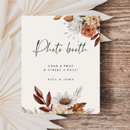 Póster Cream Boho Photo Booth Boda Rótulo