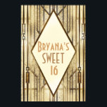 Póster Cream Ivory Gold 20's Art Deco Gatsby Glam Banner<br><div class="desc">Customize with any text. Matching items are available.</div>