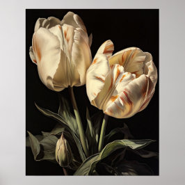 Póster Cream Tulip Flowers Art Print Poster