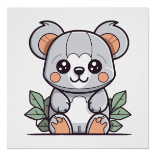 Póster Creando Vector de Koala Mágico Kawaii
