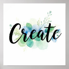 Póster "Crear" caligrafía moderna con acuarela
