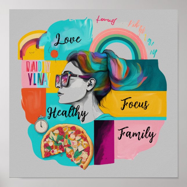 Póster Crear mi vida de sueño: un tablero de visión gris (Frente)