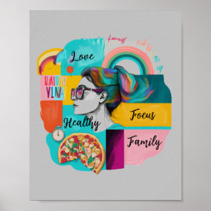 Póster Crear mi vida de sueño: un tablero de visión gris