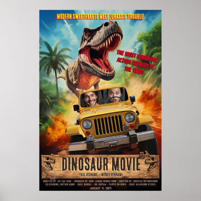 Póster Crear película de aventura de dinosaurios personal (Frente)