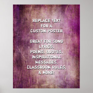 Póster Crear Personalizado Cita Marrón Raspberry Grunge T