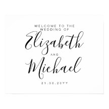 Crear signo de bienvenida Boda blanco negro plano