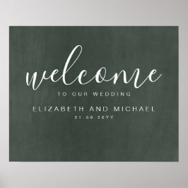 Póster Crear signo de bienvenida Boda Floral azul borgoña