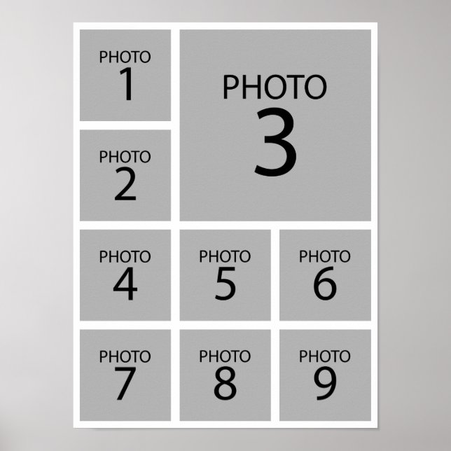 Póster Crear su plantilla personalizada de collage 9 FOTO (Frente)