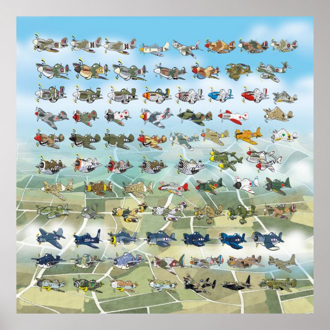 Póster crear su propia caricatura de avión (Frente)