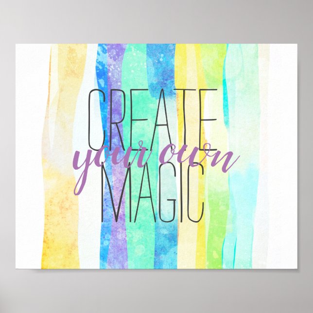 Póster crear su propia cita mágica en franjas acuáticas (Frente)