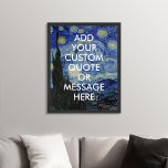 Póster Crear su propia cita Van Gogh Starry Night Poster<br><div class="desc">Crea tu propia cita personalizado arte mural poster. Personaliza esta impresión poster con tipografía minimalista moderna y fondo de pintura de Vincent Van Gogh Starry Night.</div>