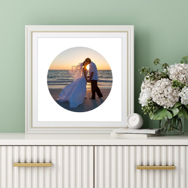 Póster Crear su propia forma de círculo Boda foto (Create Your Own Circle Shape Wedding Photo Poster)