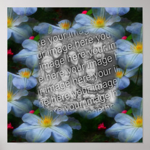 Póster Crear su propio borde de flor fotográfico clematis