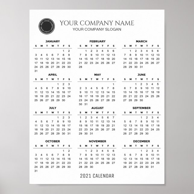 Póster Crear su propio calendario de empresa 2021 | POSTE (Frente)