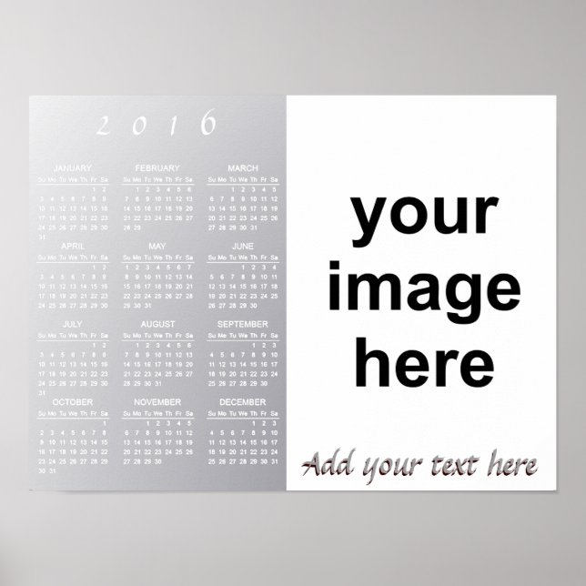 Póster Crear su propio calendario de fotos de Personaliza (Frente)