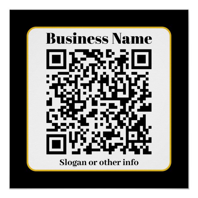 Póster Crear su propio código QR | Borde dorado blanco ne (Anverso)