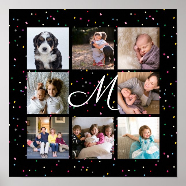 Póster Crear su propio monograma de Collage de fotos fami (Frente)