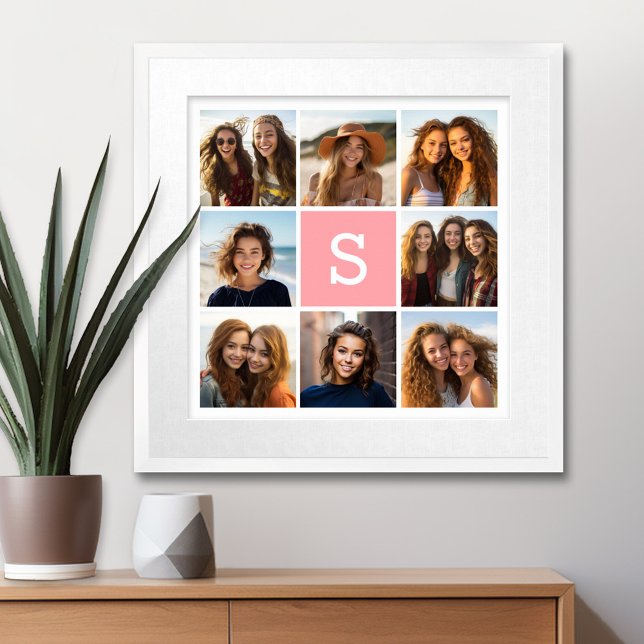 Póster Crear su propio monograma de Personalizado de Inst (Personalized Wall Art with a Photo Collage and Monogram)