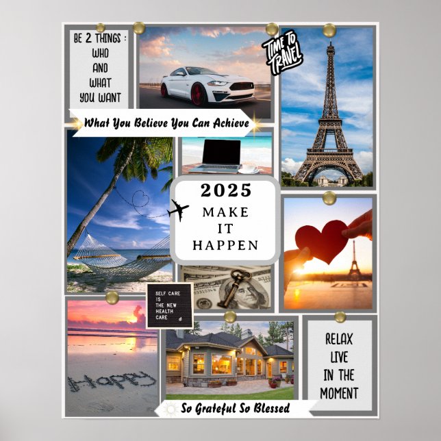 Póster Crear su propio objetivo de Vision Board Manifiest (Frente)