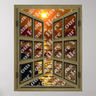 Póster Crear su propio Poster de ventana abierta marrón d