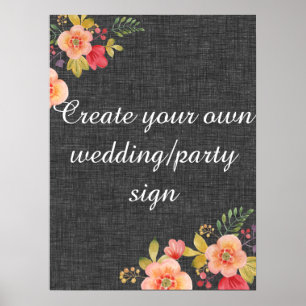 Póster Crear su propio signo de boda de carbón vegetal