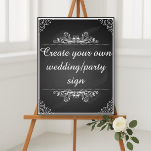 Póster Crear su propio signo de boda de pizarra