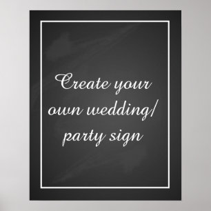Póster Crear su propio signo de fiesta de pizarra con bor