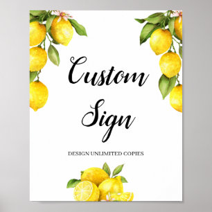 Póster Crear tú mismo letrero personalizado de limón cítr