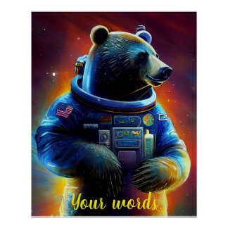 Póster Crear tu propio oso en astronauta espacial