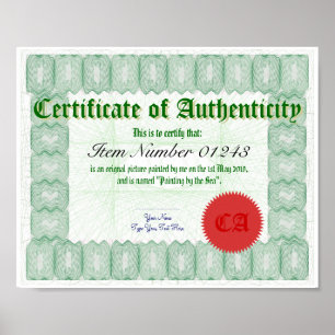 Póster Crear un certificado de autenticidad de la impresi