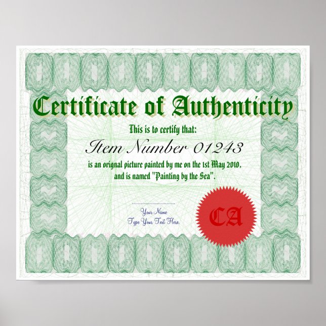 Póster Crear un certificado de autenticidad de la impresi (Frente)