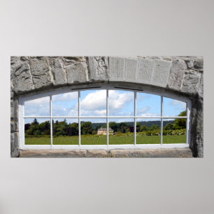 Póster Crear un efecto de ventana con arco con vista rura