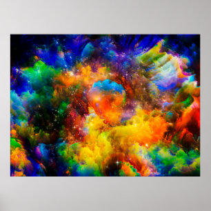 Póster Creative arrangement of fractal elements, lights a