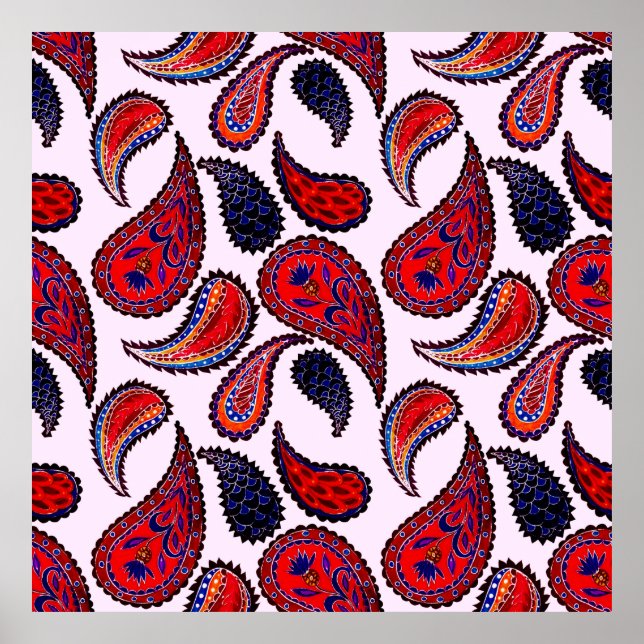 Póster Creative seamless pattern with hand drawn paisley  (Frente)
