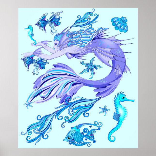 Póster Creatividad de hadas púrpura de Sirena (Frente)