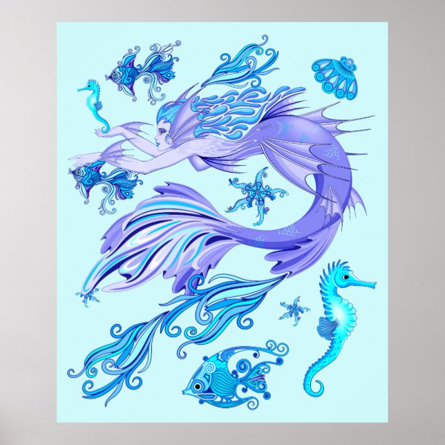Póster Creatividad de hadas púrpura de Sirena (Frente)