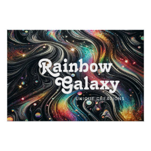 Póster Creativo galáctico Holográfico Purpurina Arcoiris 