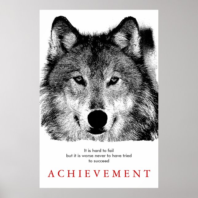 Póster Creativo único y motivacional del lobo gris (Frente)